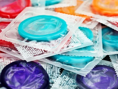 Collection of colorful condoms